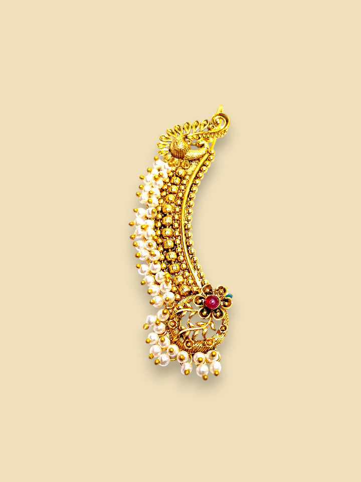 Peacock Pearl Gold-Plated Ear Cuffs