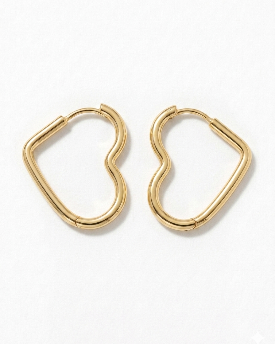Open Heart Hoop Earrings