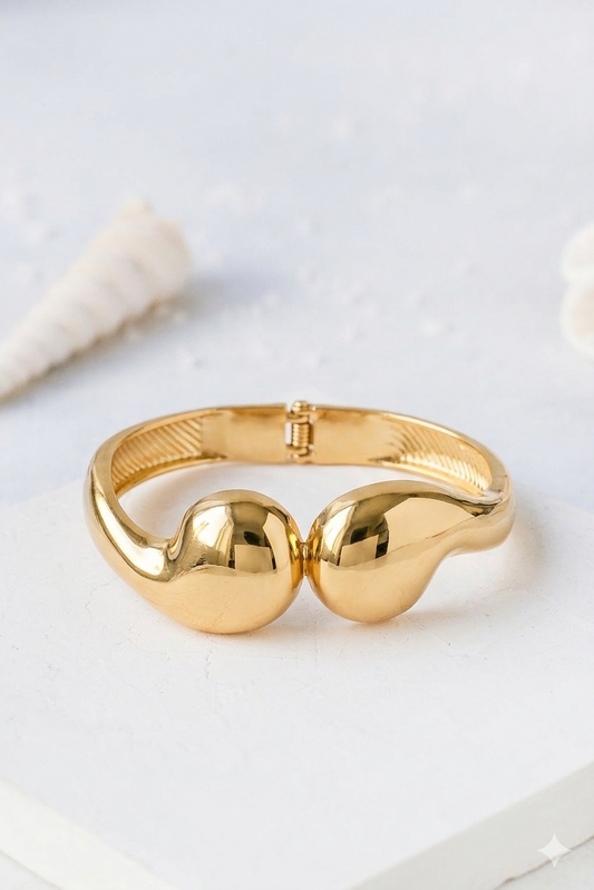 Duo Drop Gold Cuff Bangle