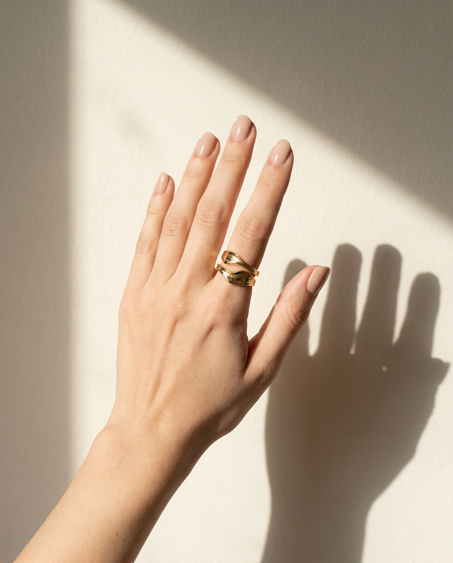 Golden Wave Adjustable Statement Ring