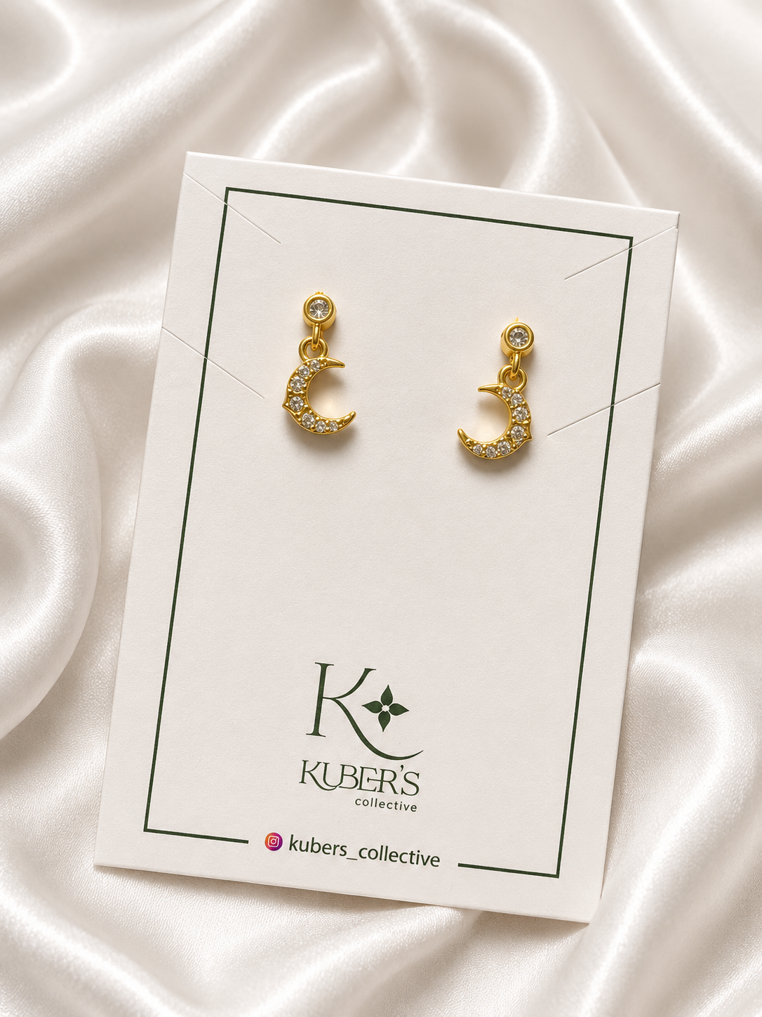 Crescent Moon Ball Back Earrings