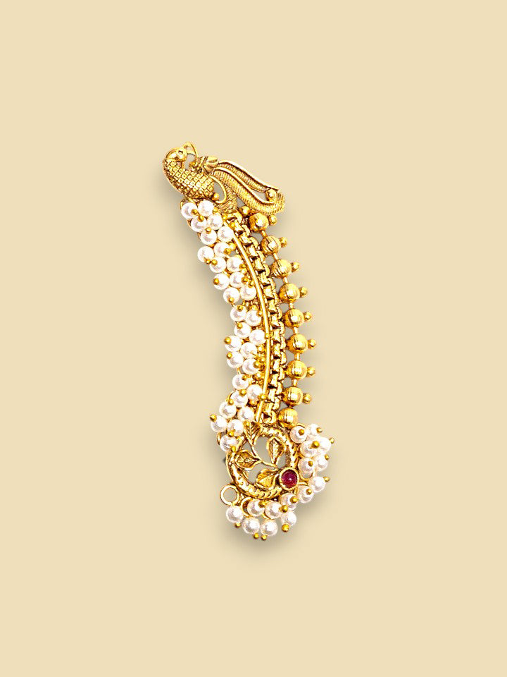 Peacock Pearl Gold-Plated Ear Cuffs