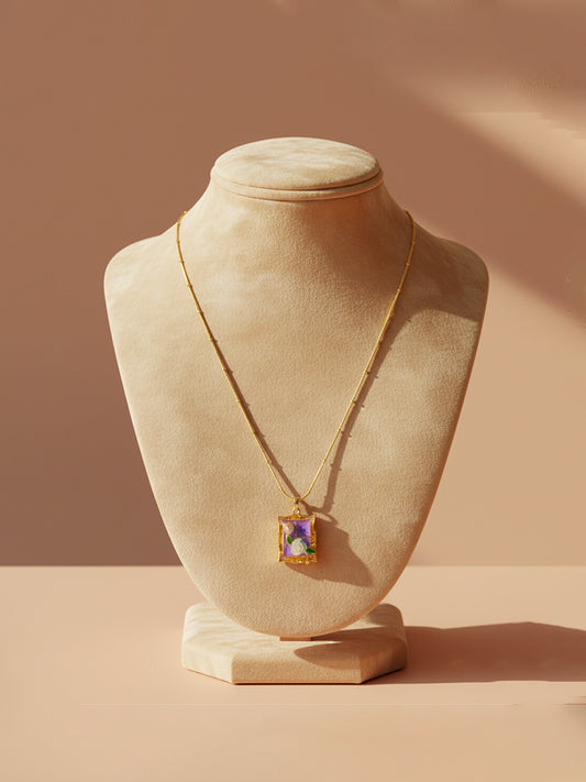 Vintage Frame Lilac Pendant Chain