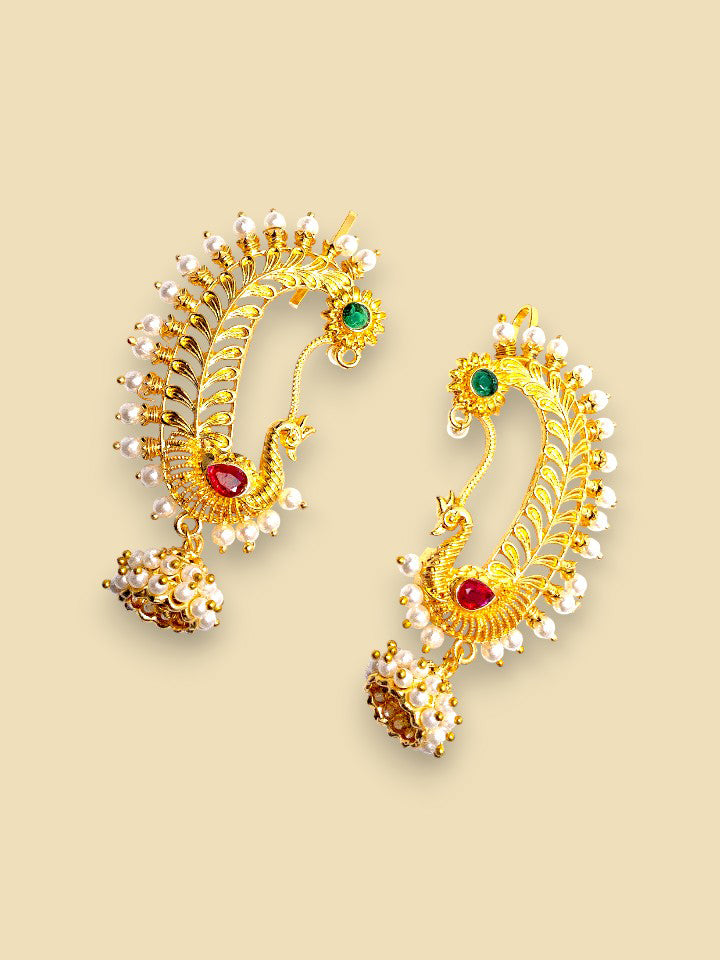 Peacock Gold-Plated Ear Cuffs