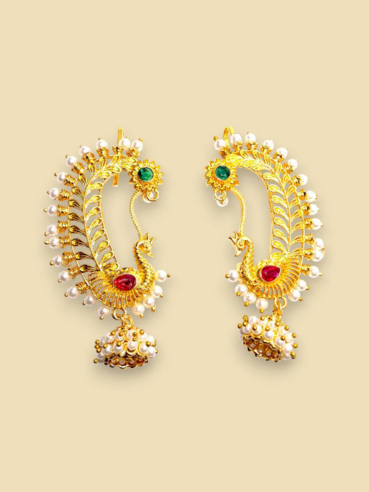Peacock Gold-Plated Ear Cuffs