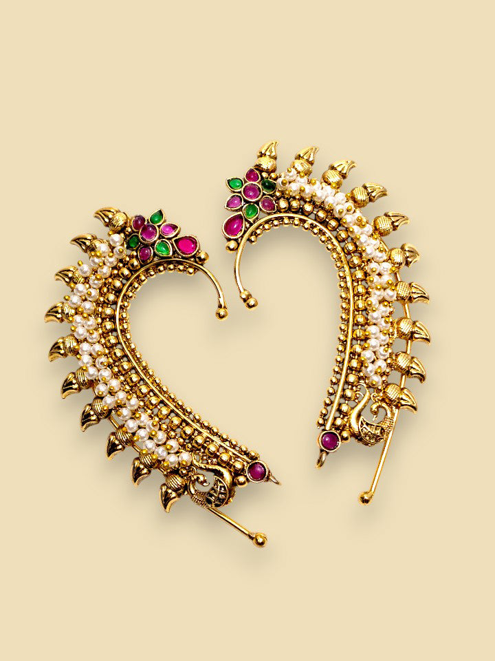 Royal Peacock Pearl Ear Cuffs