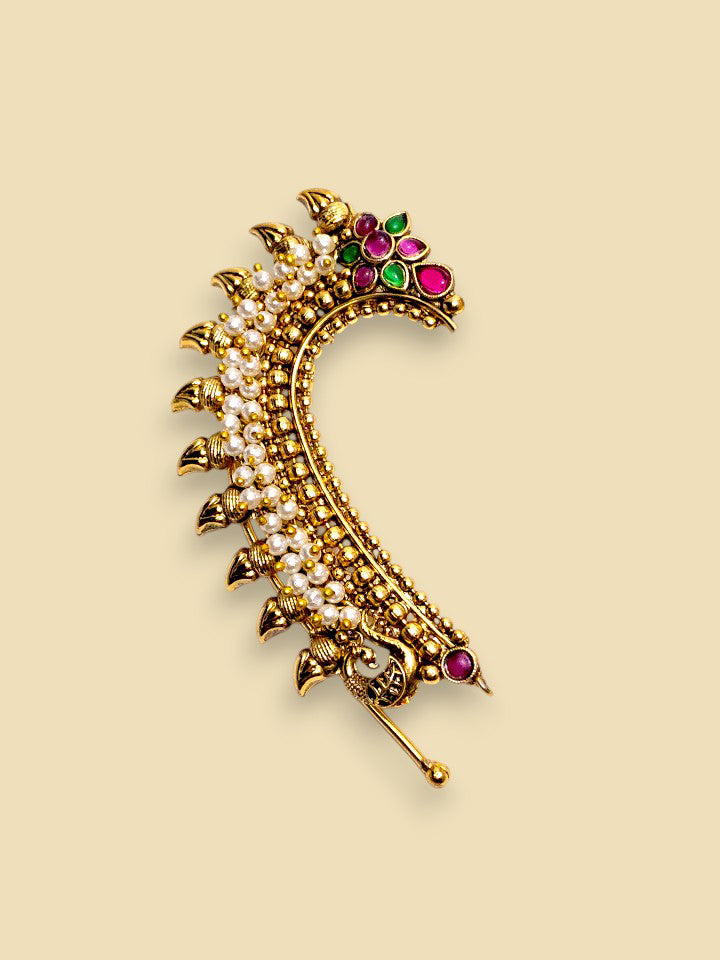 Royal Peacock Pearl Ear Cuffs