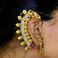 Floral Peacock Gold-Plated Ear Cuffs