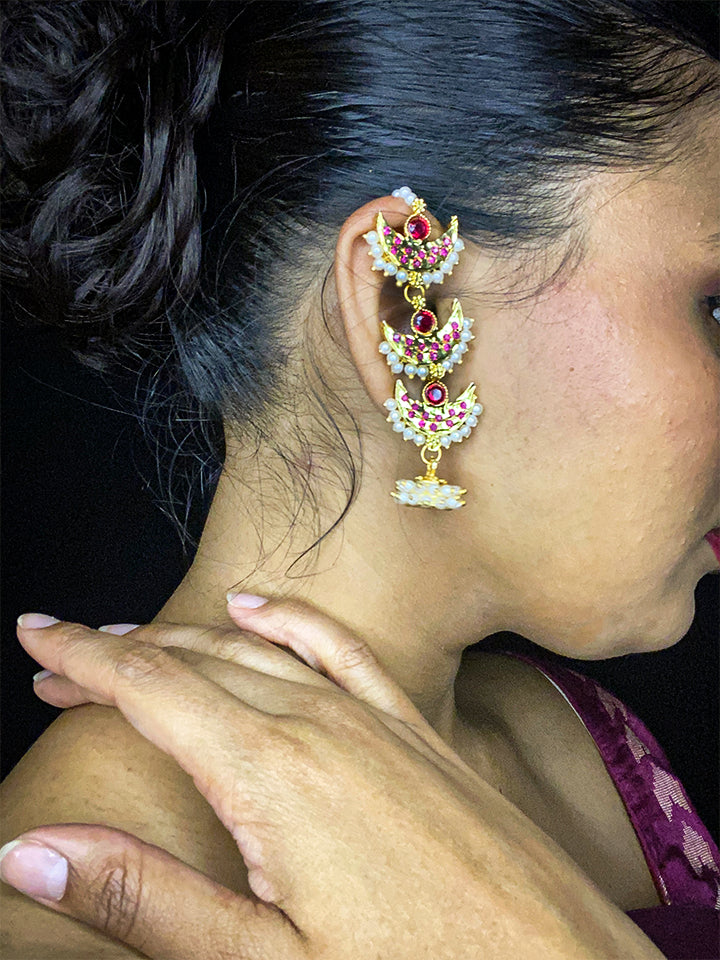 Chandrika Dangler Earrings ( Red )