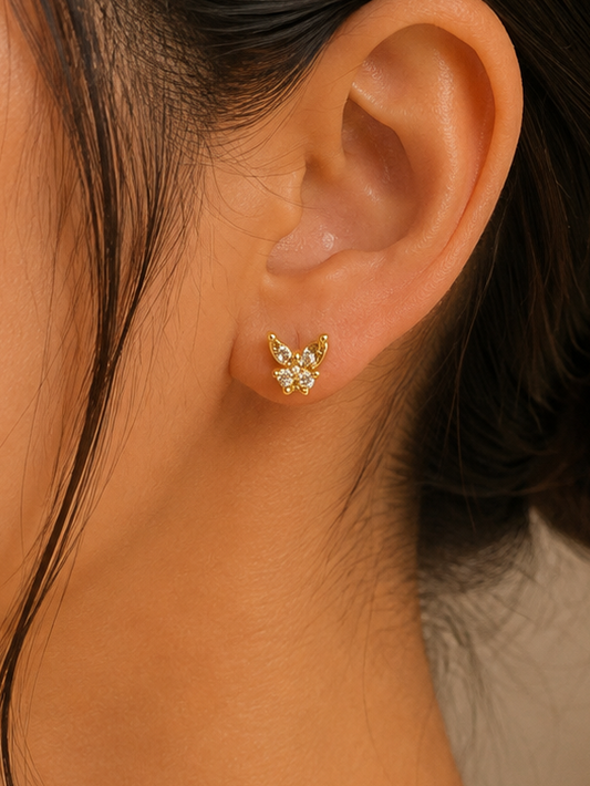 Butterfly Crystal Ball Back Stud Earrings