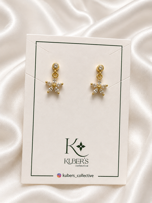 Crystal Floral Ball Back Drop Earrings