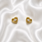Heart CZ Ball Back Stud Earrings