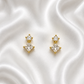 Crystal Geometric Ball Back Drop Earrings