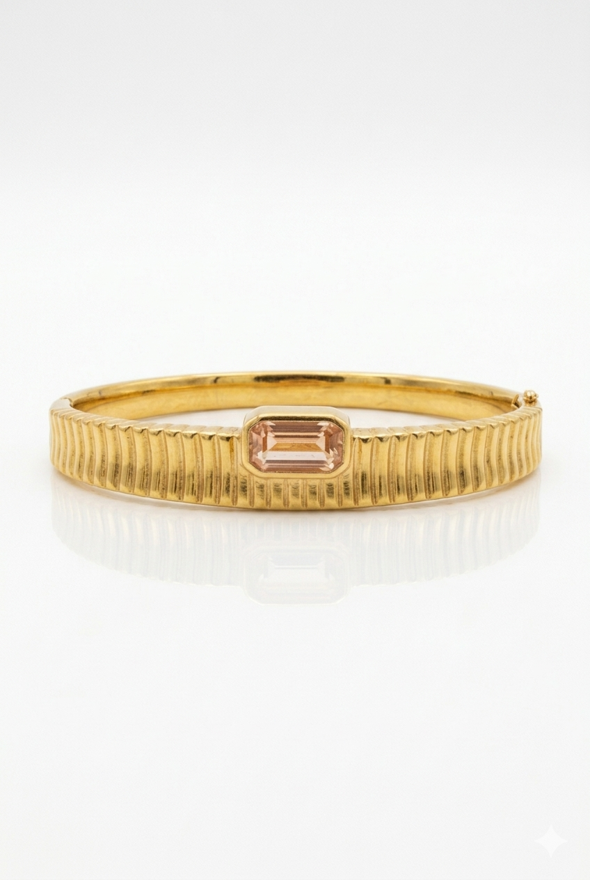 Blush Stone Ribbed Kada