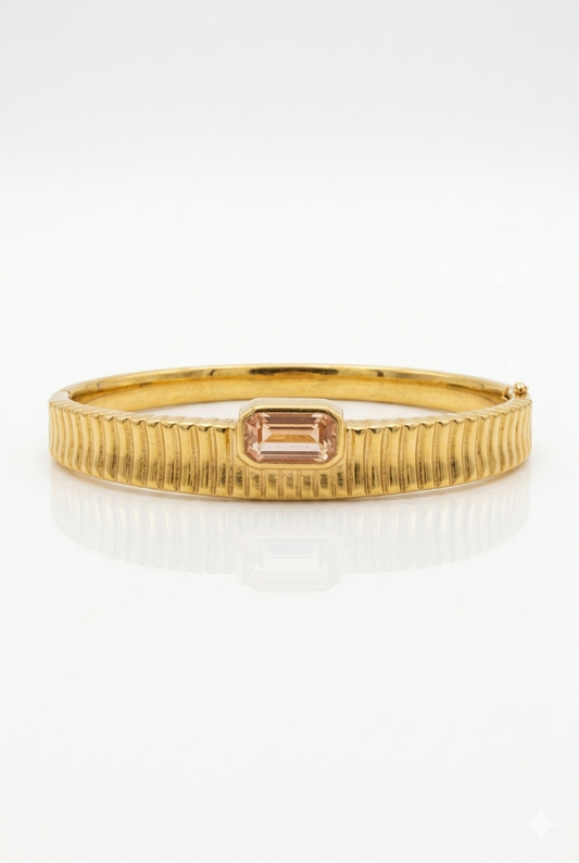 Blush Stone Ribbed Kada