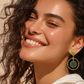 Green Stone Gold Hoop Earrings