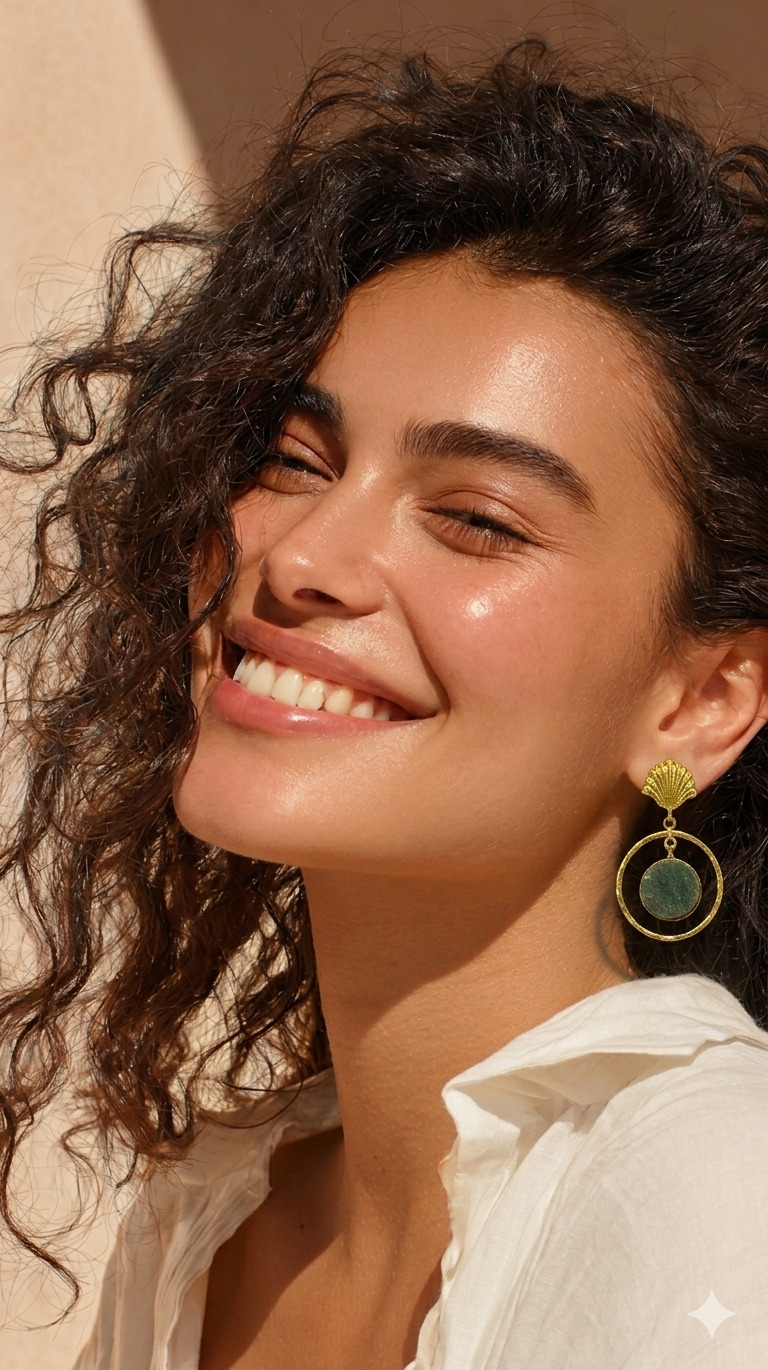 Green Stone Gold Hoop Earrings