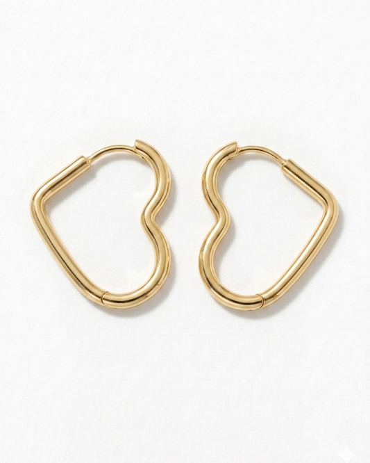 Open Heart Hoop Earrings