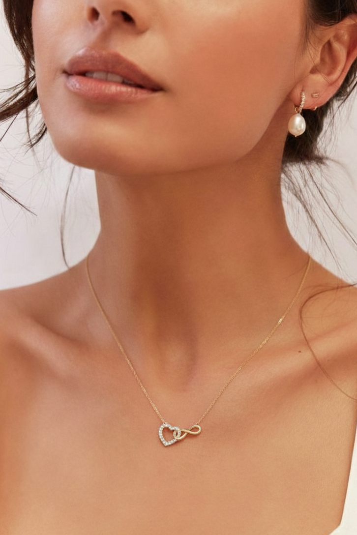 Gold Heart Infinity Necklace