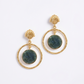 Green Stone Gold Hoop Earrings