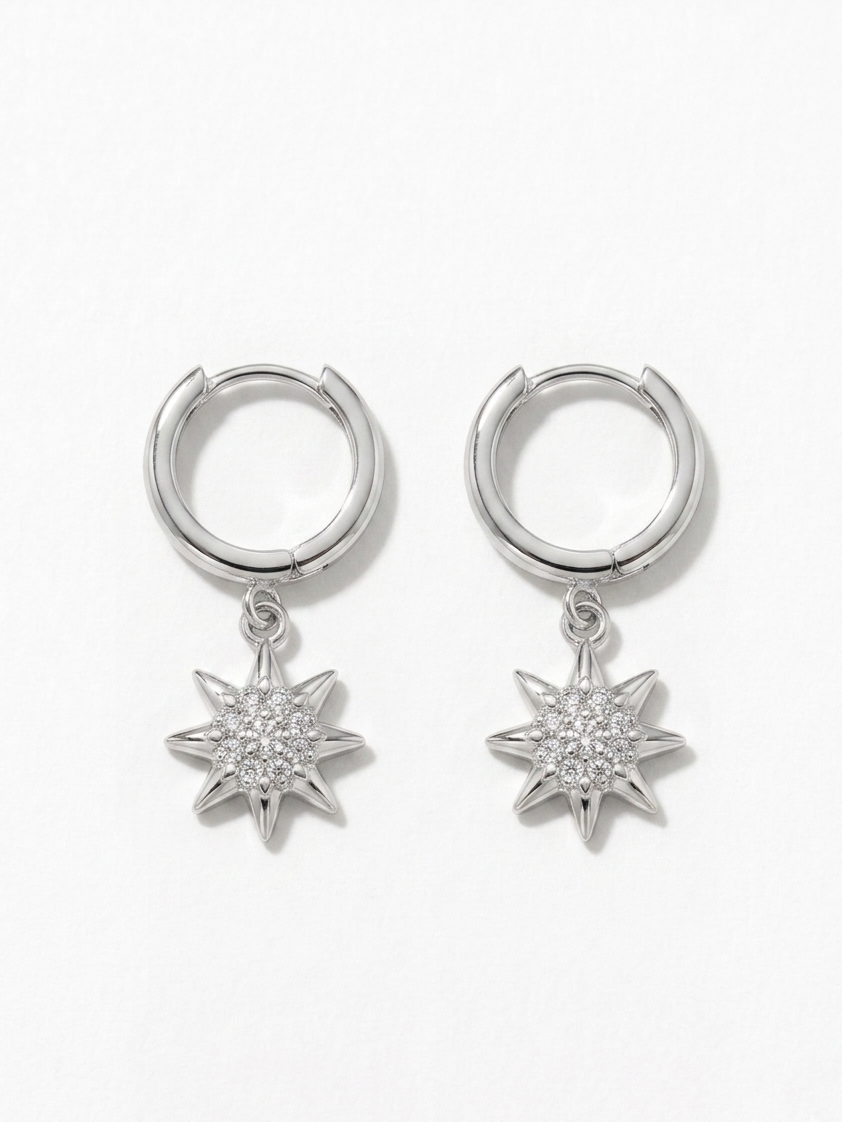 Celestial Star Drop Hoop Earrings