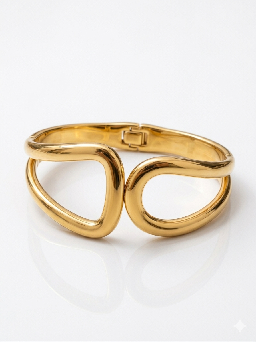 Abstract Loop Gold Statement Bracelet
