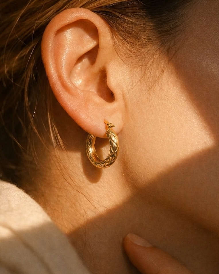 Textured Gold Hoop Earrings
