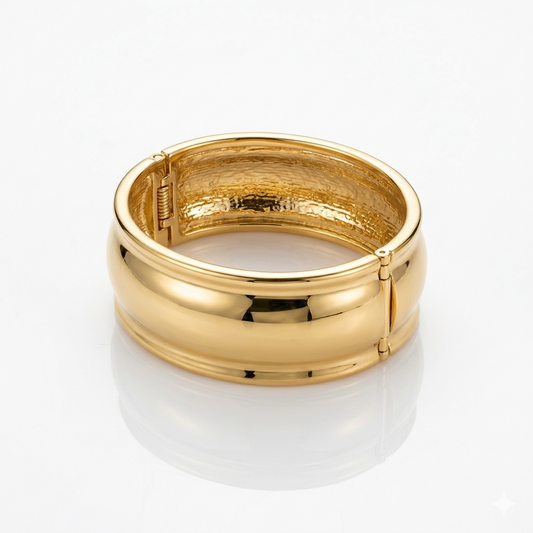 Bold Gold Hinged Cuff Bracelet
