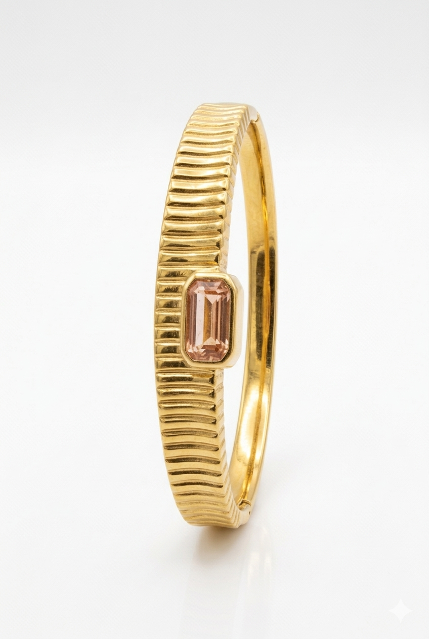 Blush Stone Ribbed Kada