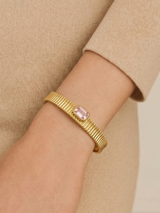 Blush Stone Ribbed Kada
