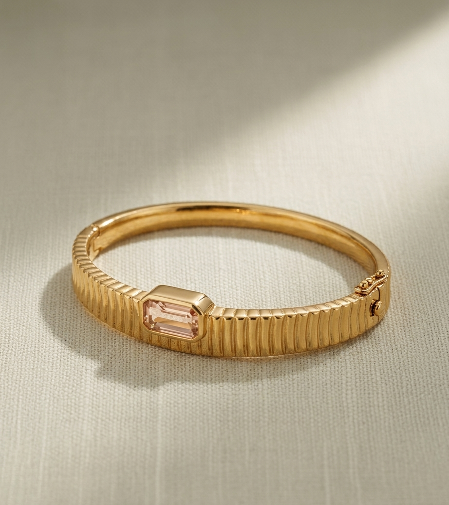 Blush Stone Ribbed Kada