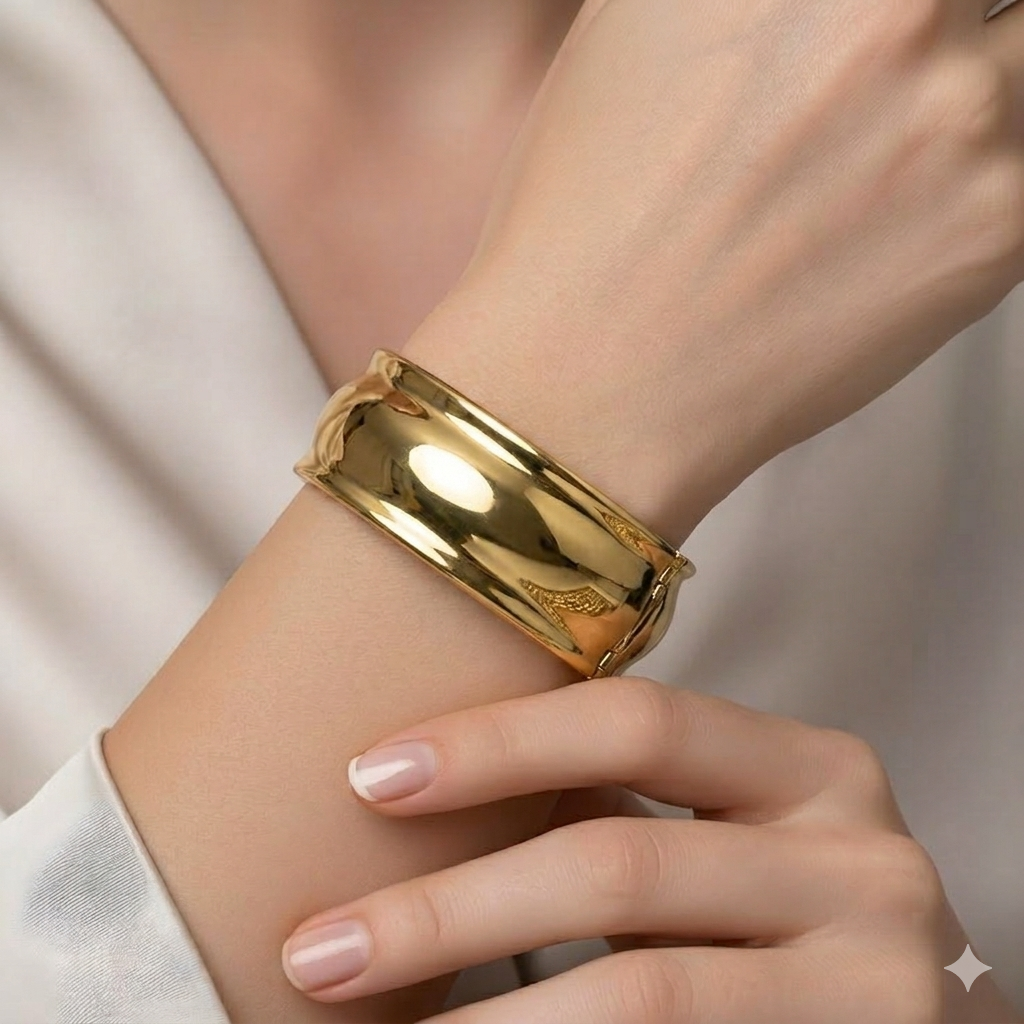 Bold Gold Hinged Cuff Bracelet