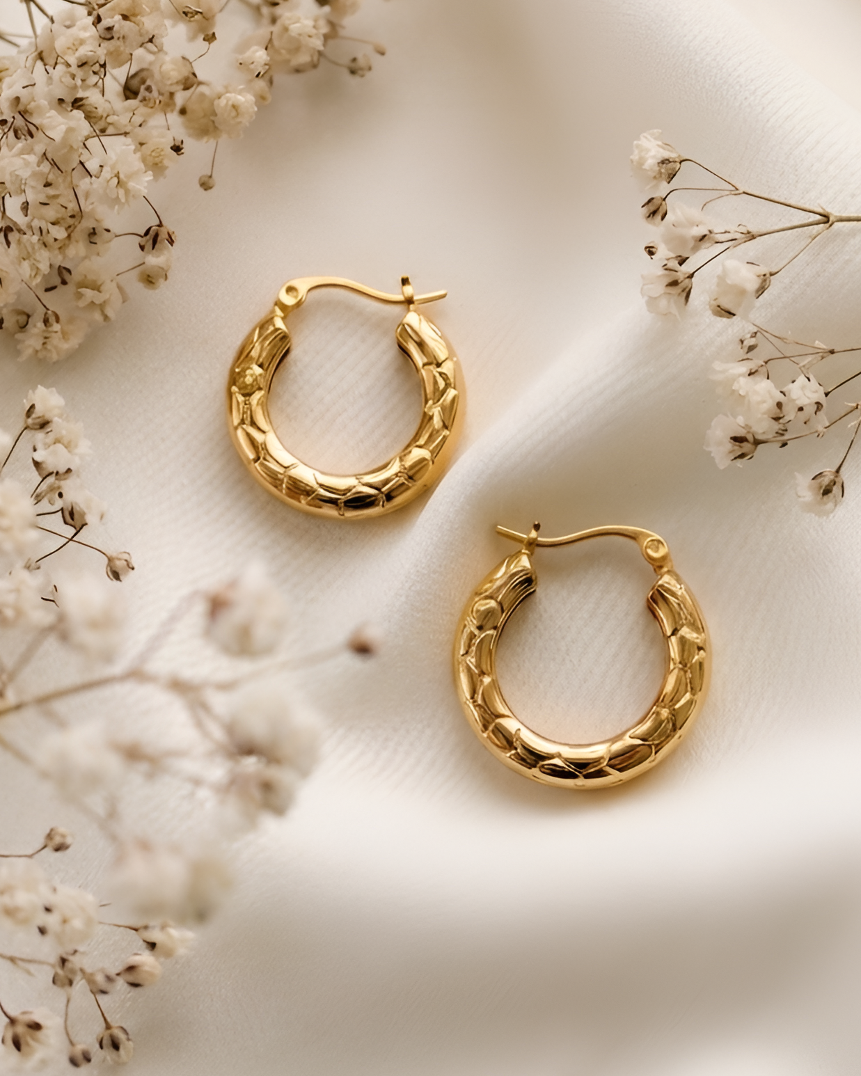 Textured Gold Hoop Earrings