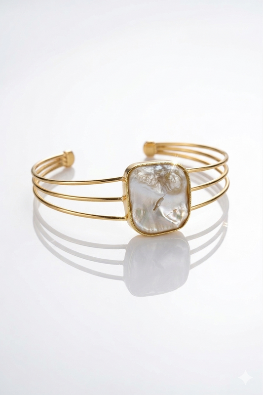 Mother of Pearl Gold Cuff Bracelet
