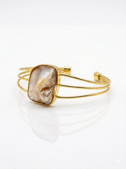 Mother of Pearl Gold Cuff Bracelet