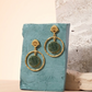 Green Stone Gold Hoop Earrings