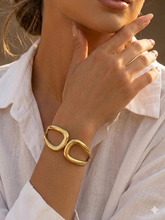 Abstract Loop Gold Statement Bracelet