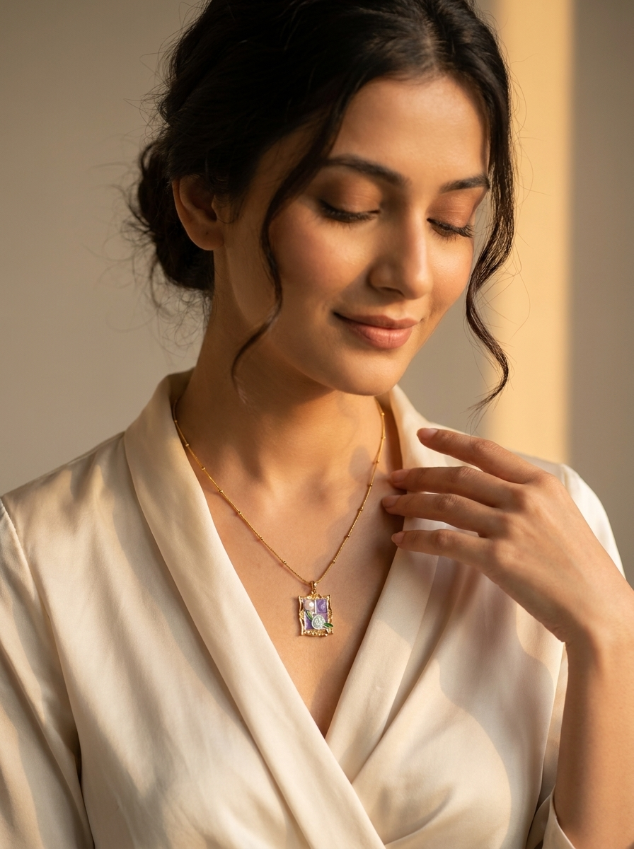 Floral Frame Pendant Necklace