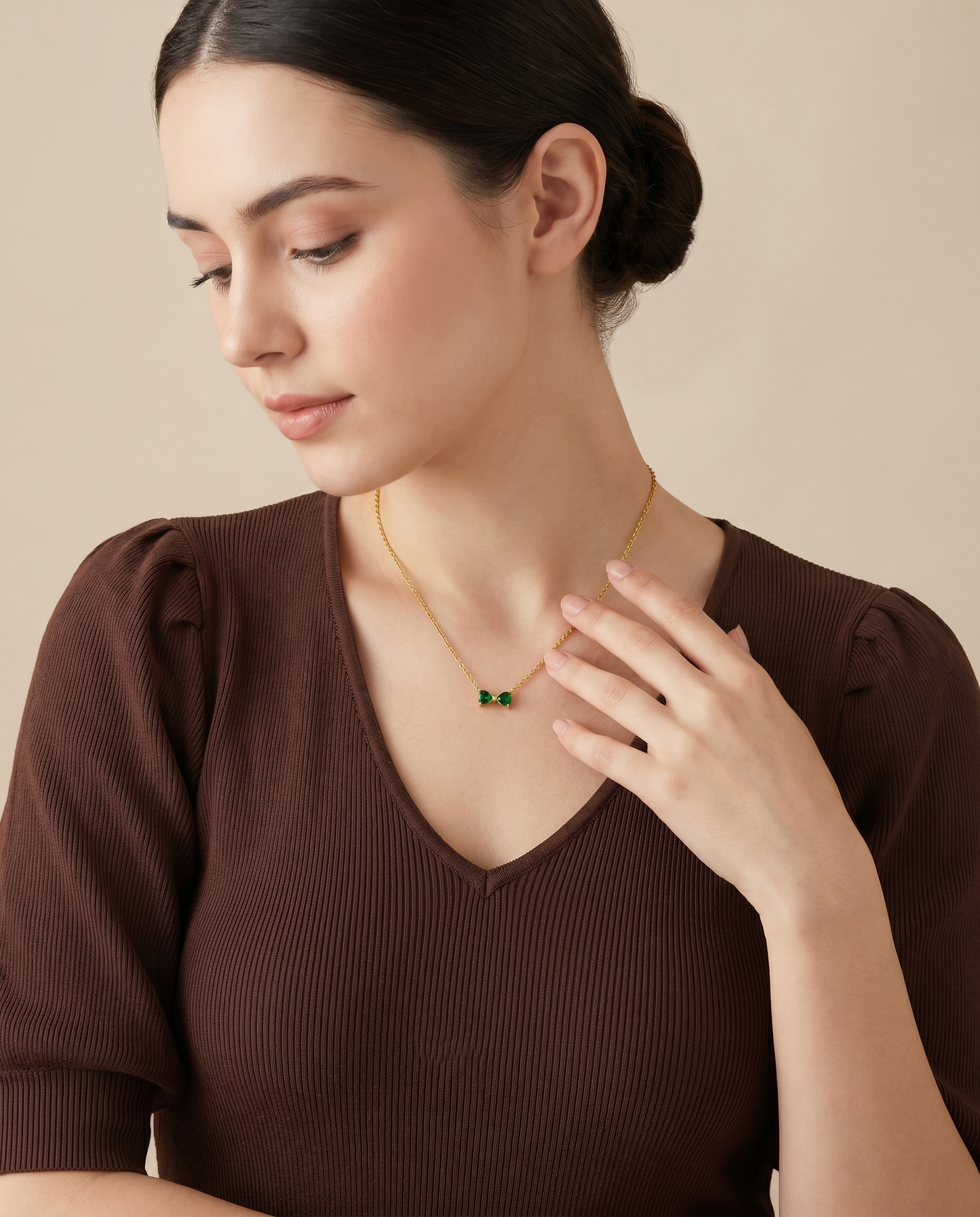 Emerald Bow Necklace