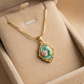 Mint Rose Enamel Pendant Necklace
