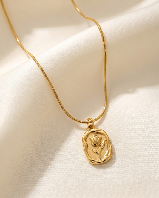 Vintage Tulip Pendant Necklace
