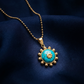 Turquoise Sunburst Charm Necklace