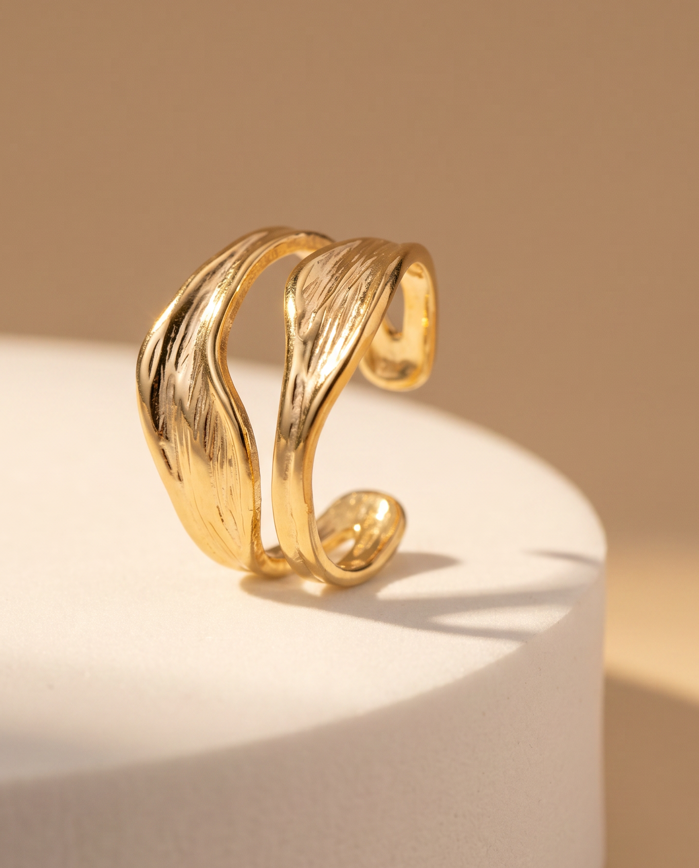 Golden Wave Adjustable Statement Ring