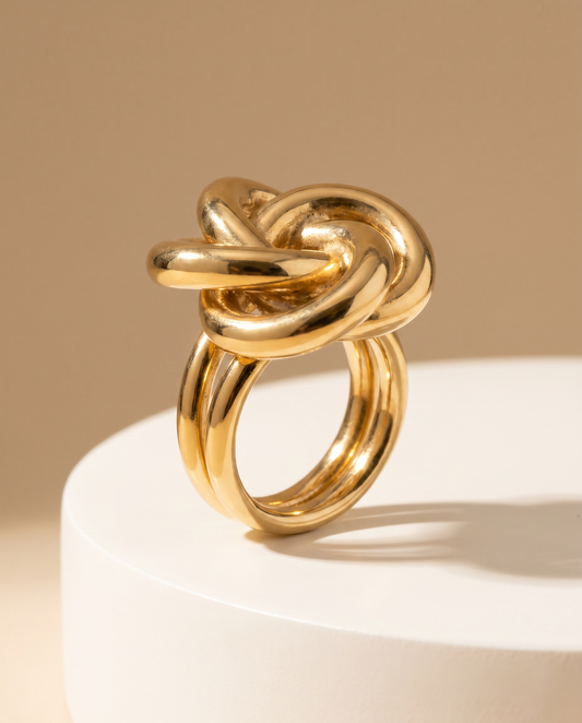 Golden Knot Statement Ring